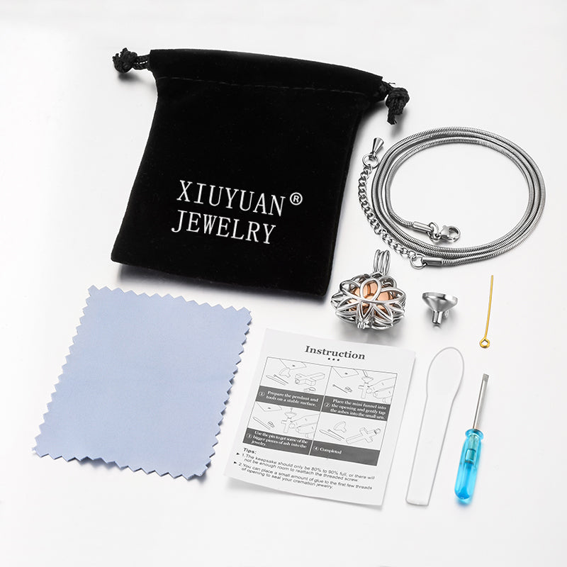 Hollow Lotus and Heart Pendant Necklace