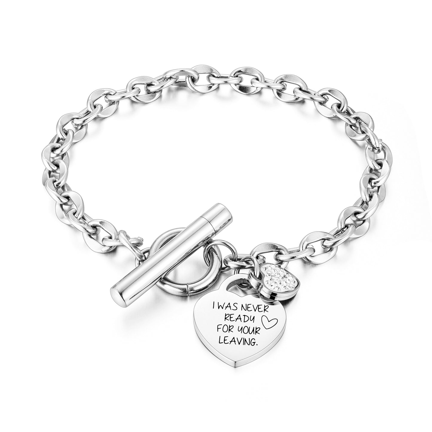 Heart Cremation Bracelet with Zircon