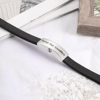 Leather Cremation Bracelet - Never Say Goodbye
