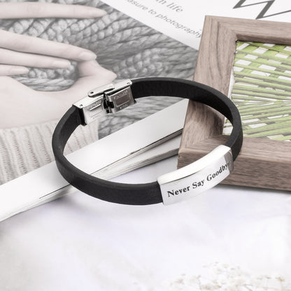 Leather Cremation Bracelet - Never Say Goodbye