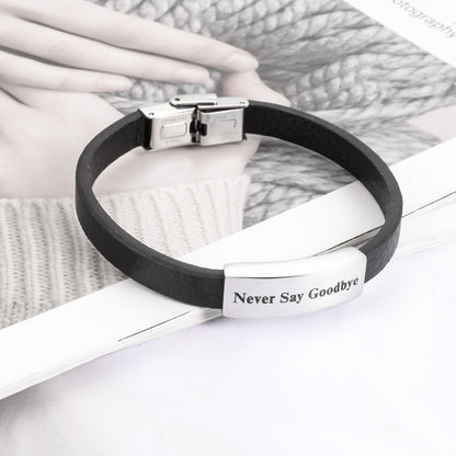 Leather Cremation Bracelet - Never Say Goodbye