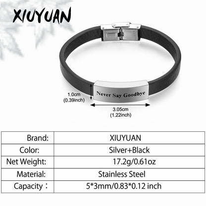 Leather Cremation Bracelet - Never Say Goodbye