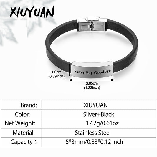 Leather Cremation Bracelet - Never Say Goodbye