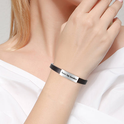 Leather Cremation Bracelet - Never Say Goodbye