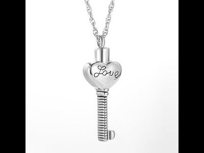 Love Key Filled Cremation Necklace
