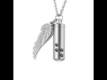 Cremation Necklaces with Angle Wing and Paws